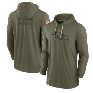 6862b0231c830_1 Men's Baltimore Ravens 2022 Olive Salute to Service Tonal Pullover Hoodie
