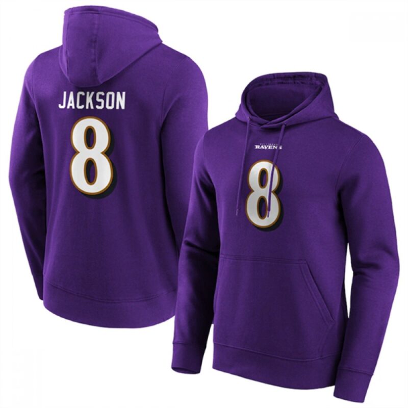 6862b0355a68f_1 Men's Baltimore Ravens #8 Lamar Jackson Purple Hoodie