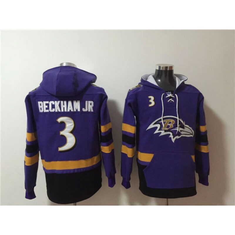 6862b0859b106_1 Men's Baltimore Ravens #3 Odell Beckham Jr. Ageless Must-Have Lace-Up Pullover Hoodie