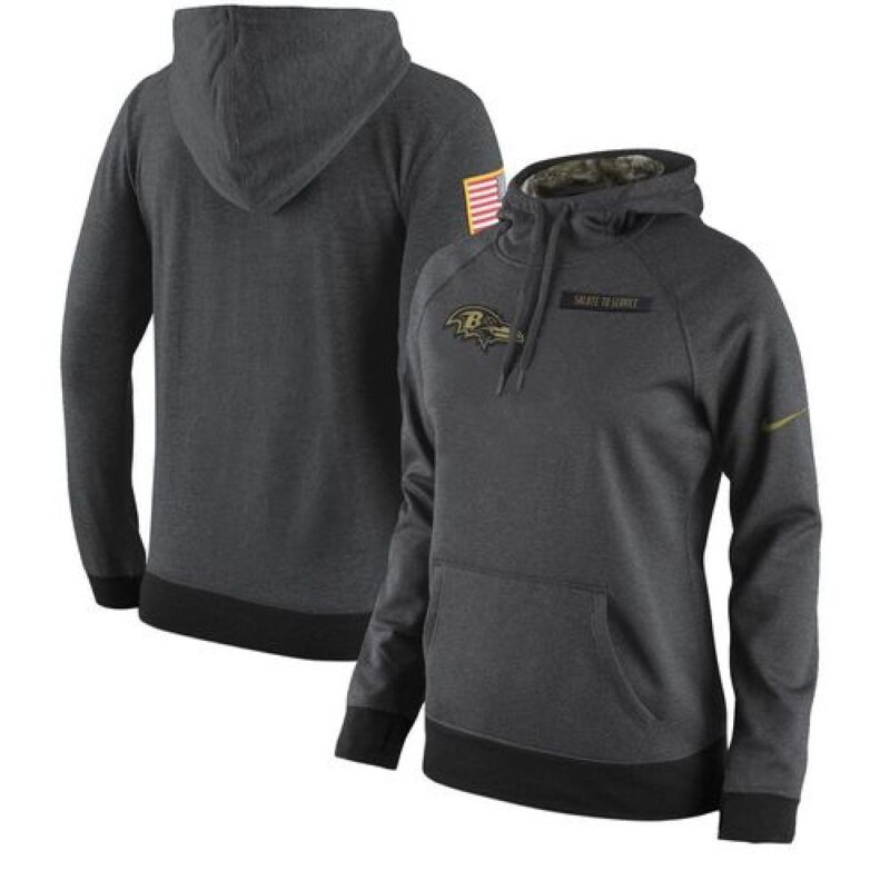 6862b09f765a2_1 Women's Baltimore Ravens Anthracite Salute to Service Player Performance Hoodie