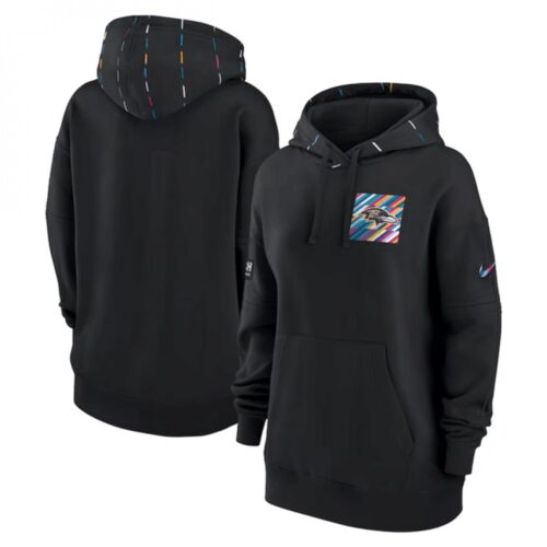6862b0ac68594_1 Women's Baltimore Ravens Black 2023 Crucial Catch Club Pullover Hoodie(Run Small)