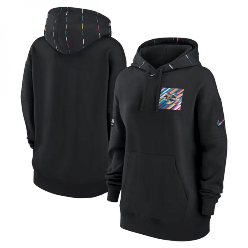 6862b0ac68594_1 Women's Baltimore Ravens Black 2023 Crucial Catch Club Pullover Hoodie(Run Small)