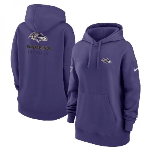 6862b0db0299c_1 Women's Baltimore Ravens Purple Sideline Club Fleece Pullover Hoodie(Run Small)
