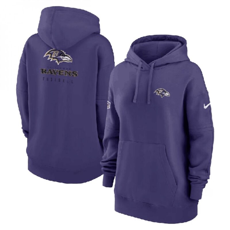 6862b0db0299c_1 Women's Baltimore Ravens Purple Sideline Club Fleece Pullover Hoodie(Run Small)
