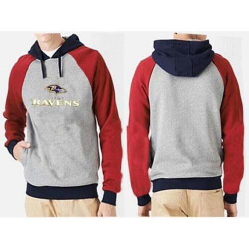 6862b10bd7d22_1 Baltimore Ravens Authentic Logo Pullover Hoodie Grey & Red