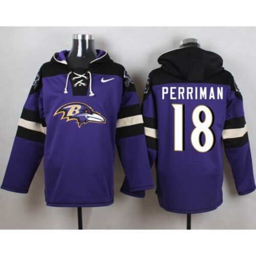6862b11f98922_1 Ravens #18 Breshad Perriman Purple Player Pullover NFL Hoodie