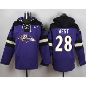 6862b12e1fc3f_1 Ravens #28 Terrance West Purple Player Pullover NFL Hoodie