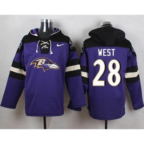 6862b12e1fc3f_1 Ravens #28 Terrance West Purple Player Pullover NFL Hoodie