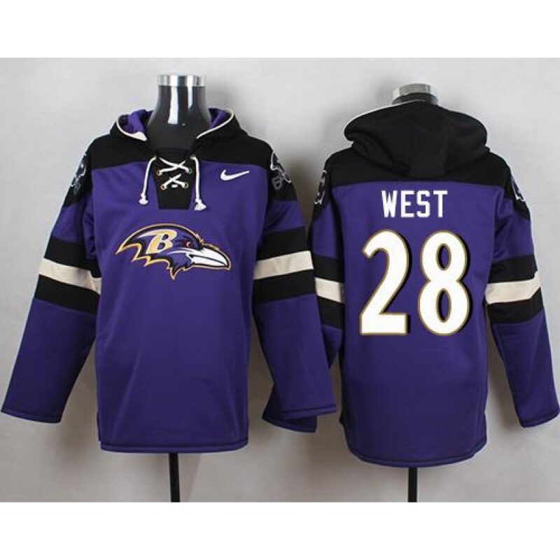 6862b12e1fc3f_1 Ravens #28 Terrance West Purple Player Pullover NFL Hoodie