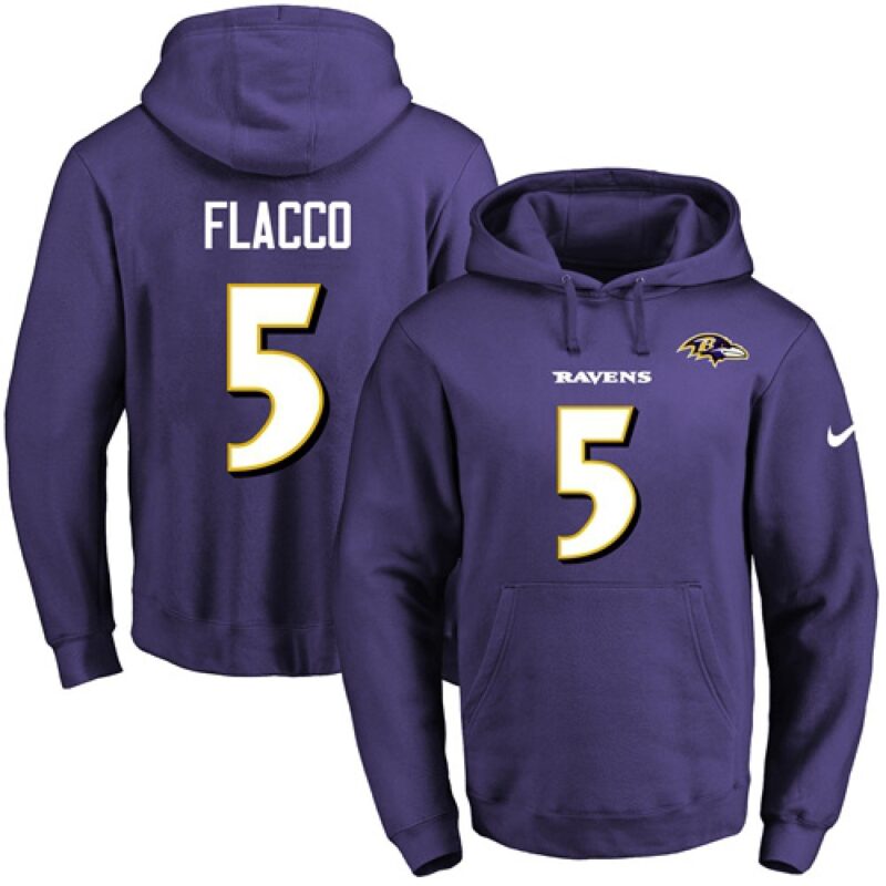 6862b1410ecc1_1 Ravens #5 Joe Flacco Purple Name & Number Pullover NFL Hoodie