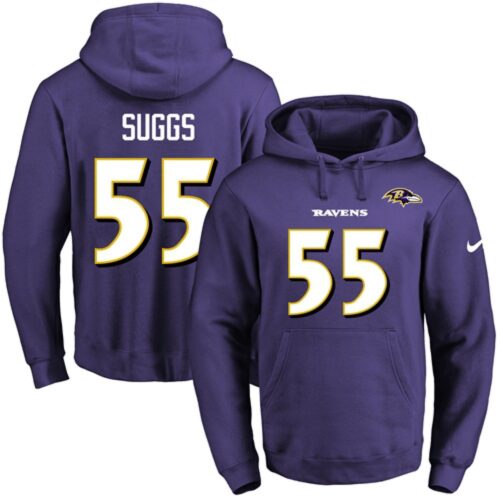 6862b14e7153b_1 Ravens #55 Terrell Suggs Purple Name & Number Pullover NFL Hoodie