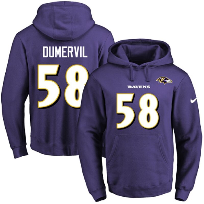 6862b15f27956_1 Ravens #58 Elvis Dumervil Purple Name & Number Pullover NFL Hoodie