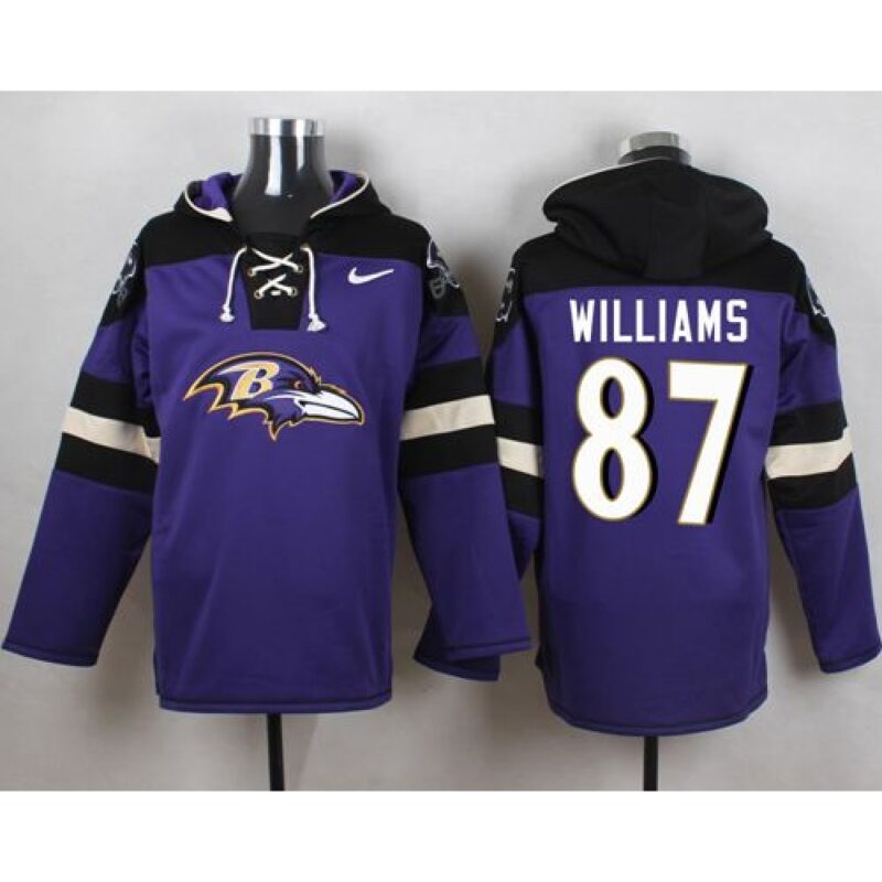 6862b17187b62_1 Ravens #87 Maxx Williams Purple Player Pullover NFL Hoodie