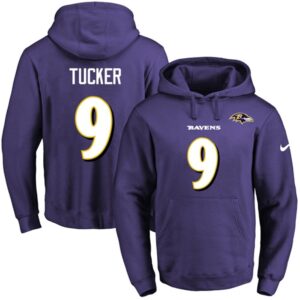 6862b18410594_1 Ravens #9 Justin Tucker Purple Name & Number Pullover NFL Hoodie