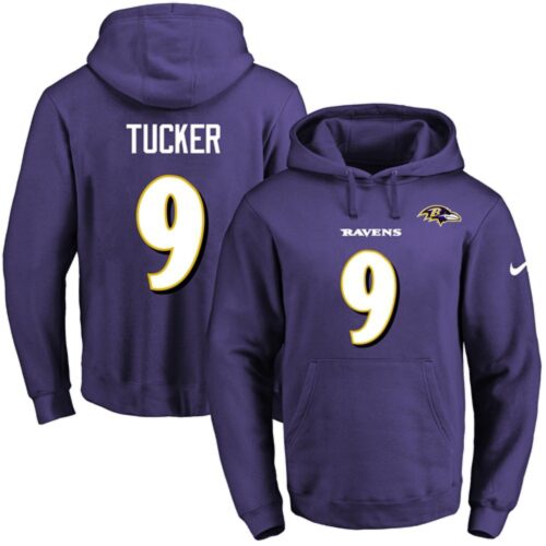 6862b18410594_1 Ravens #9 Justin Tucker Purple Name & Number Pullover NFL Hoodie