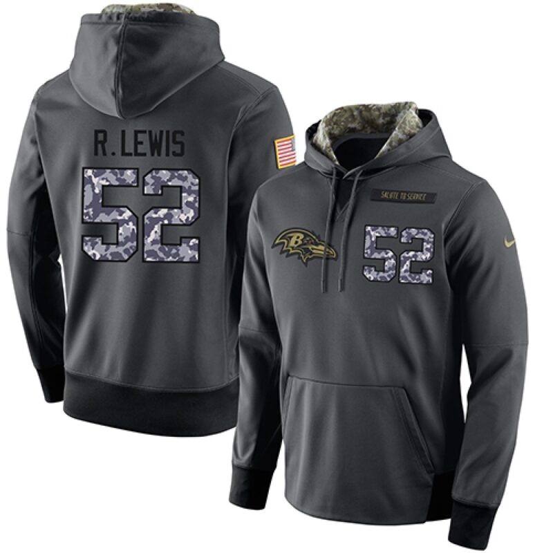 6862b1bbe732a_1 NFL Men's Baltimore Ravens #52 Ray Lewis Stitched Black Anthracite Salute to Service Player Performance Hoodie