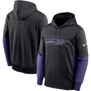 6862b207eb96f_1 Men's Baltimore Ravens Black Color Block Fleece Performance Pullover Hoodie