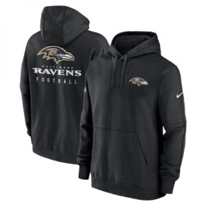 6862b20b45236_1 Men's Baltimore Ravens Black Sideline Club Fleece Pullover Hoodie