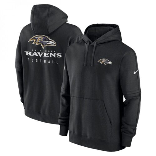 6862b20b45236_1 Men's Baltimore Ravens Black Sideline Club Fleece Pullover Hoodie