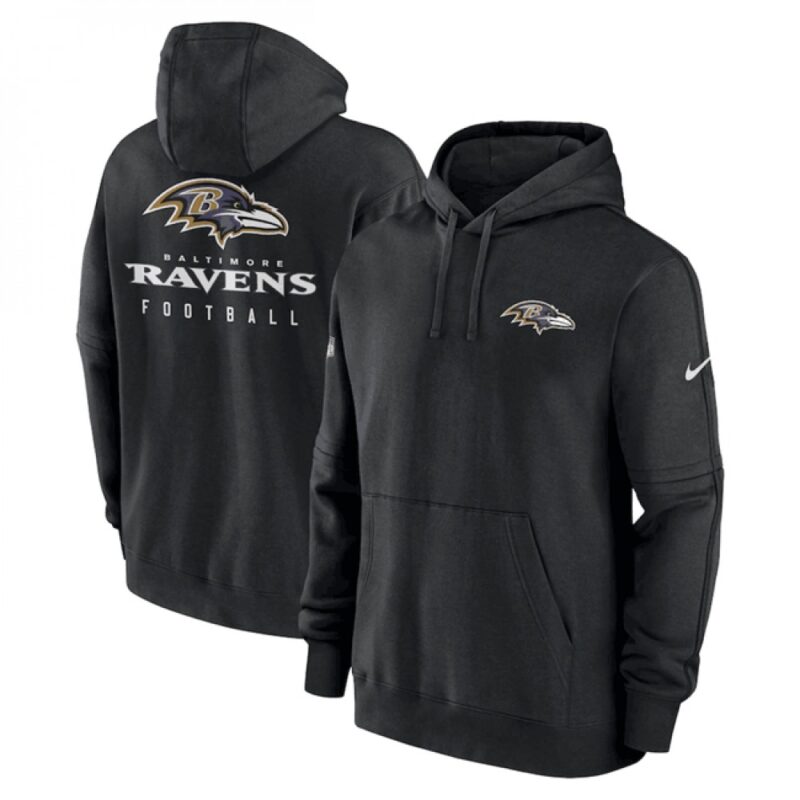 6862b20b45236_1 Men's Baltimore Ravens Black Sideline Club Fleece Pullover Hoodie