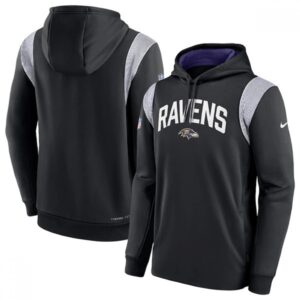 6862b21ba3be1_1 Men's Baltimore Ravens Black Sideline Stack Performance Pullover Hoodie 002