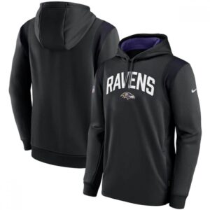 6862b21fef4a4_1 Men's Baltimore Ravens Black Sideline Stack Performance Pullover Hoodie 001