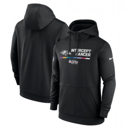 6862b2265cce4_1 Men's Baltimore Ravens 2022 Black Crucial Catch Therma Performance Pullover Hoodie