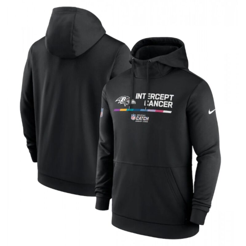 6862b2265cce4_1 Men's Baltimore Ravens 2022 Black Crucial Catch Therma Performance Pullover Hoodie