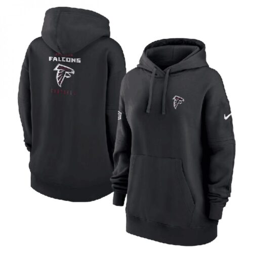 6862b22975f10_1 Women's Atlanta Falcons Black Sideline Club Fleece Pullover Hoodie(Run Small)