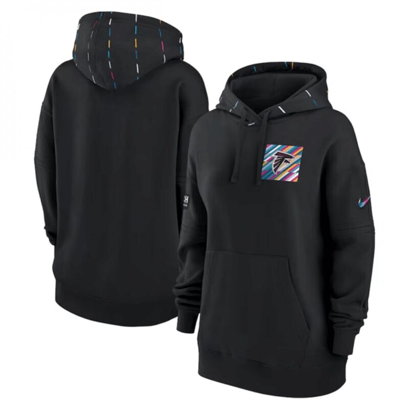 6862b22c99605_1 Women's Atlanta Falcons Black 2023 Crucial Catch Club Pullover Hoodie(Run Small)