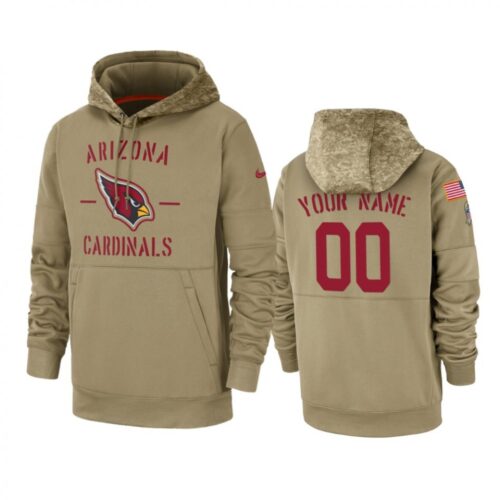 6862b5aa7ae1e_1 Men's Arizona Cardinals Customized Tan 2019 Salute To Service Sideline Therma Pullover Hoodie