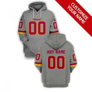 6862bb49c0a4b_1 Men's Washington Football Team Active Player Custom 2021 Grey Pullover Hoodie