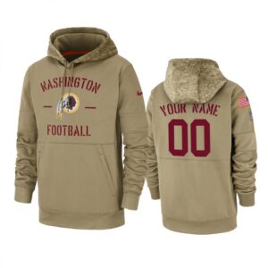 6862bbe0722cd_1 Men's Washington Redskins Customized Tan 2019 Salute to Service Sideline Therma Pullover Hoodie