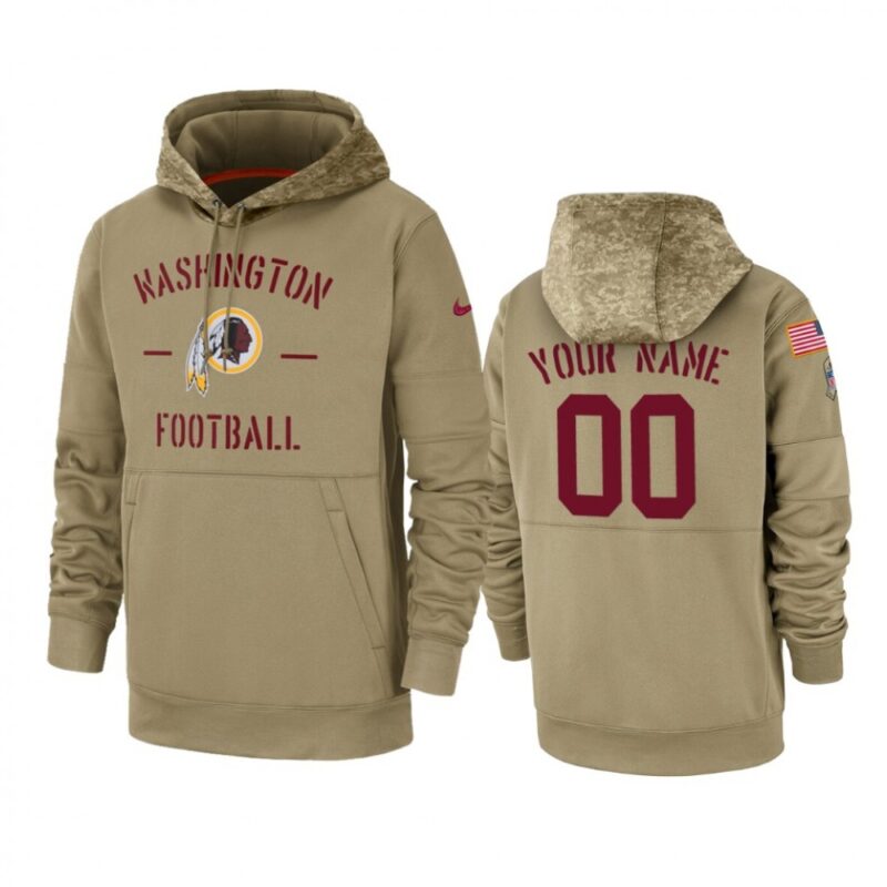 6862bbe0722cd_1 Men's Washington Redskins Customized Tan 2019 Salute to Service Sideline Therma Pullover Hoodie