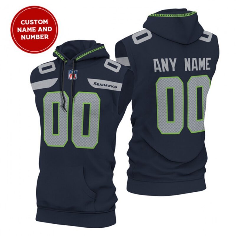 6862c222bac90_1 Men's Seattle Seahawks Customized Navy Limited Edition Sleeveless Hoodie