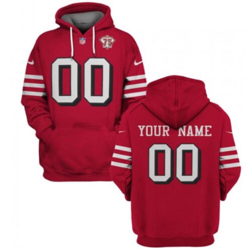 6862c28c0d63e_1 Men's San Francisco 49ers Active Custom 2021 Red 75th Anniversary Pullover Hoodie
