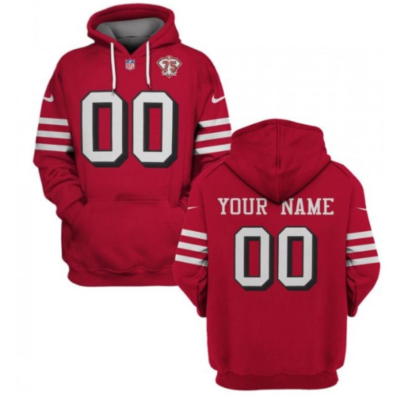 6862c28c0d63e_1 Men's San Francisco 49ers Active Custom 2021 Red 75th Anniversary Pullover Hoodie