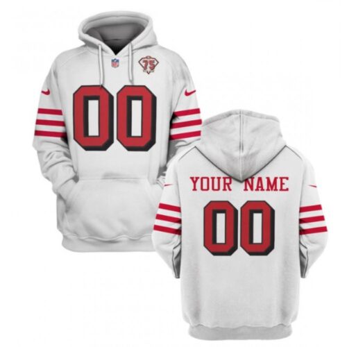 6862c2f7213d9_1 Men's San Francisco 49ers Active Custom 2021 White 75th Anniversary Pullover Hoodie