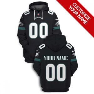 6862cbf751e6c_1 Men's Philadelphia Eagles Active Player Custom 2021 Black Pullover Hoodie