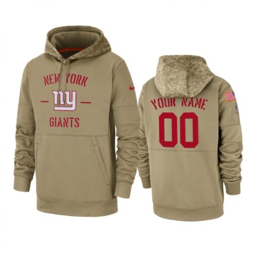 6862d0136f486_1 Men's New York Giants Customized Tan 2019 Salute to Service Sideline Therma Pullover Hoodie