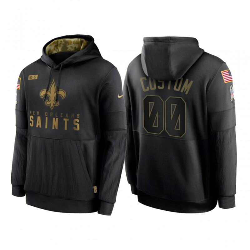 6862d477a2925_1 Men's New Orleans Saints ACTIVE PLAYER Custom 2020 Black Salute to Service Sideline Performance Pullover Hoodie