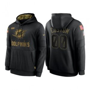 6862e055d066a_1 Men's Miami Dolphins ACTIVE PLAYER Custom 2020 Black Salute to Service Sideline Performance Pullover Hoodie
