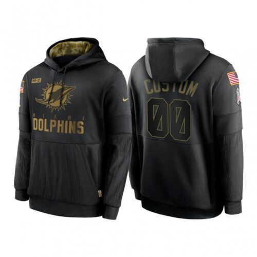 6862e055d066a_1 Men's Miami Dolphins ACTIVE PLAYER Custom 2020 Black Salute to Service Sideline Performance Pullover Hoodie