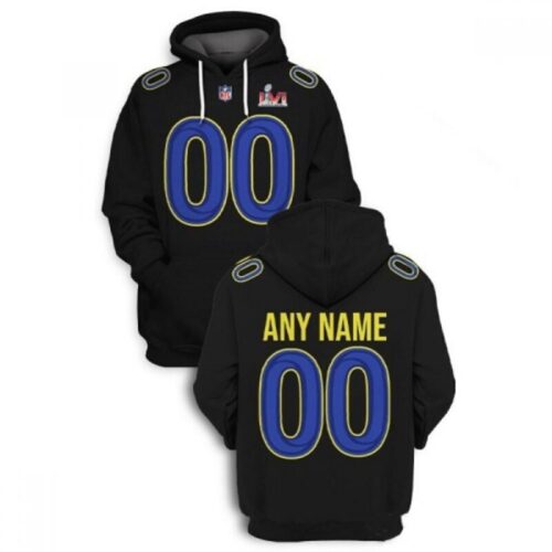 6862e25ad521f_1 Men's Los Angeles Rams Custom 2021 Black Super Bowl LVI Pullover Hoodie