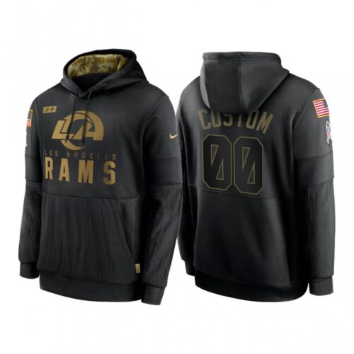 6862e47add59f_1 Men's Los Angeles Rams Customized 2020 Black Salute To Service Sideline Performance Pullover Hoodie