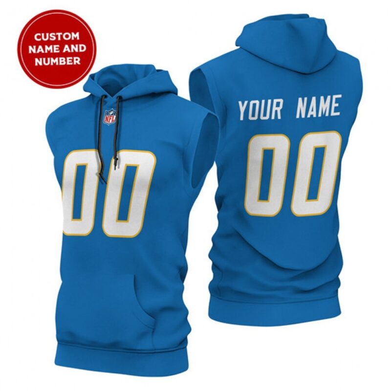 6862e541abea5_1 Men's Los Angeles Chargers Customized Blue Limited Edition Sleeveless Hoodie