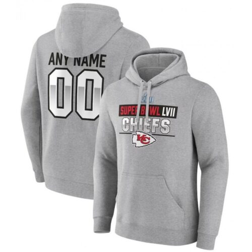 6862ebc0ef70e_1 Men's Kansas City Chiefs Active Player Custom Grey Super Bowl LVII Name & Number Pullover Hoodie