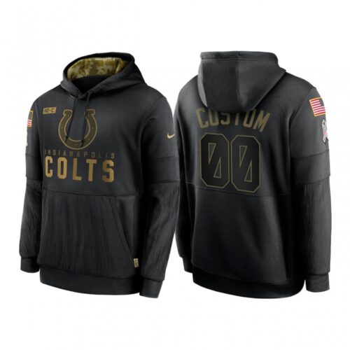 6862f19391f76_1 Men's Indianapolis Colts Customized 2020 Black Salute To Service Sideline Performance Pullover Hoodie