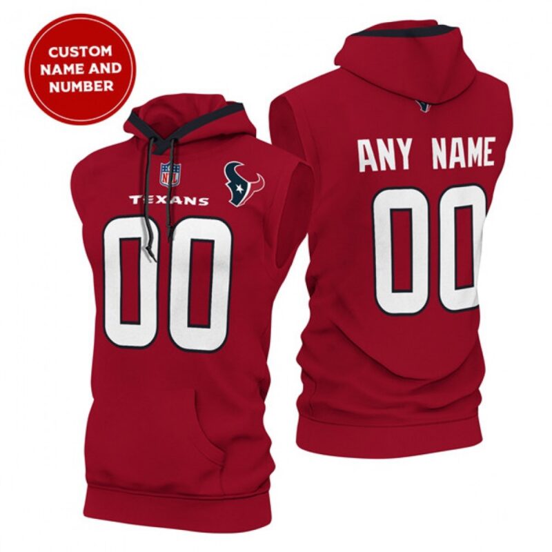 6862f33f7ba13_1 Men's Houston Texans Customized Red Limited Edition Sleeveless Hoodie
