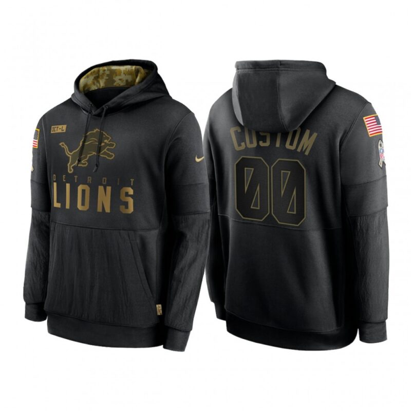 6862f85d434f0_1 Men's Detroit Lions Customized 2020 Black Salute To Service Sideline Performance Pullover Hoodie